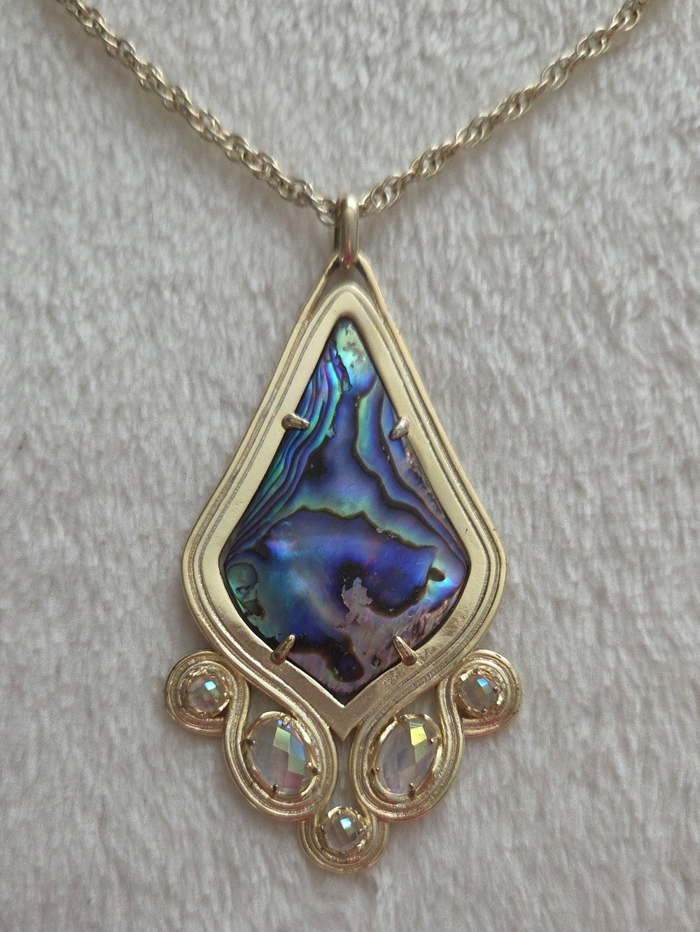 💕Kendra Scott Teresa Abalone Pendant Long Necklace 💕 Vintage Rare Hard To Find